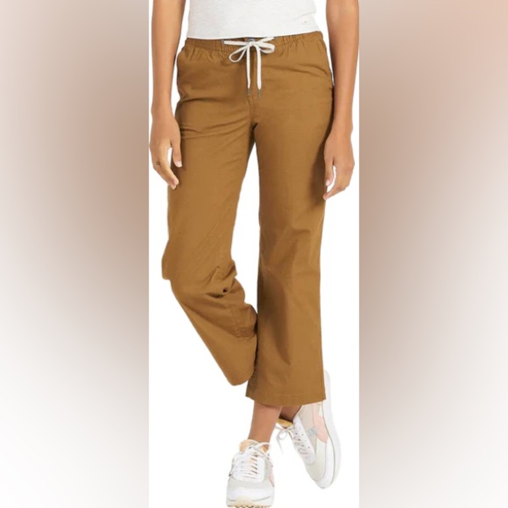 Vuori Ripstop pants organic cotton drawstring crop brown caramel orange fall
